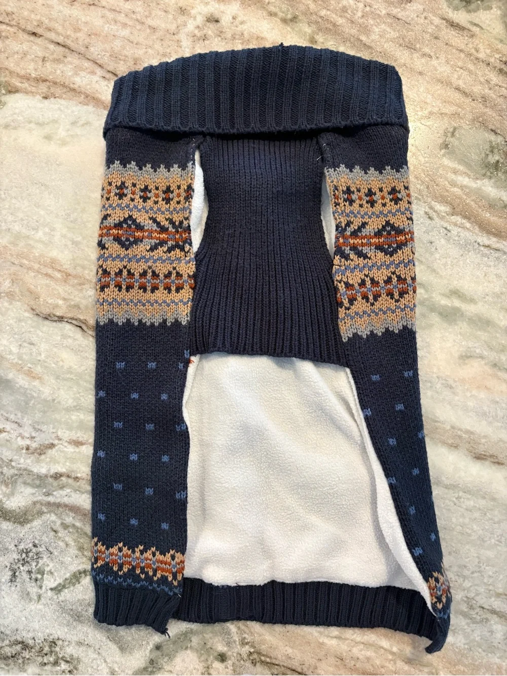 Navy Fair Isle Button-Shoulder Sweater Dog Vest